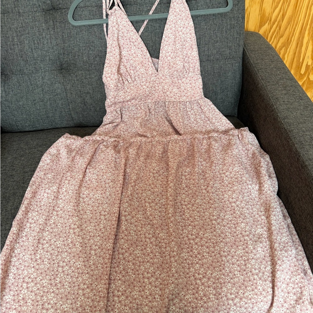 Pink Floral Halter Dress